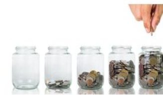 Jars containing various amounts of pension money 